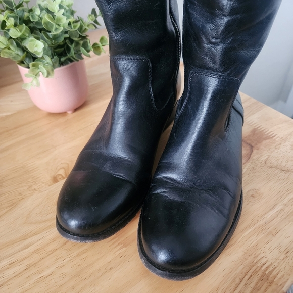 Frye Tab Tall Melissa Pull On Black Leather Riding Boots Size 7 Outdoor Casual - Picture 6 of 13